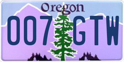 OR license plate 007GTW