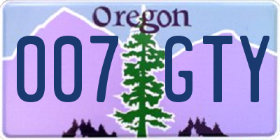 OR license plate 007GTY
