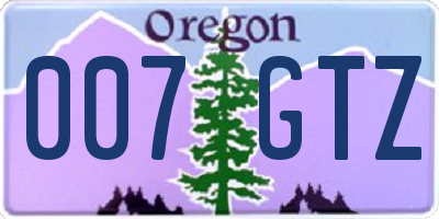 OR license plate 007GTZ