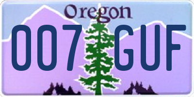 OR license plate 007GUF