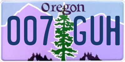 OR license plate 007GUH