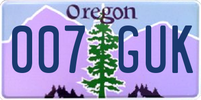 OR license plate 007GUK