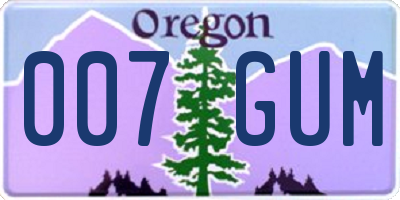 OR license plate 007GUM