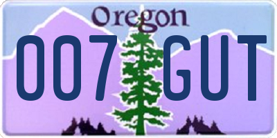OR license plate 007GUT