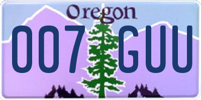 OR license plate 007GUU