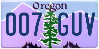 OR license plate 007GUV