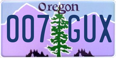 OR license plate 007GUX