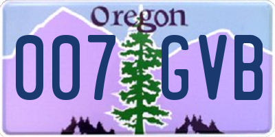 OR license plate 007GVB