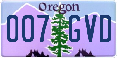 OR license plate 007GVD
