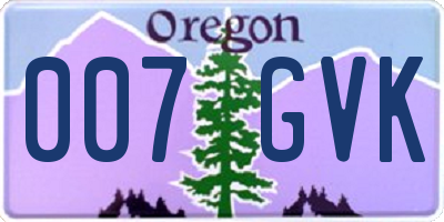 OR license plate 007GVK