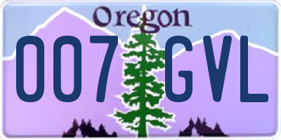 OR license plate 007GVL
