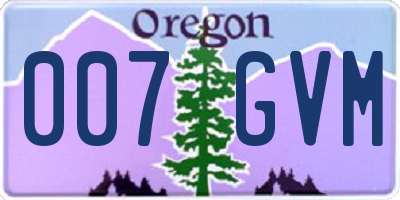 OR license plate 007GVM