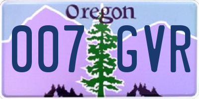 OR license plate 007GVR