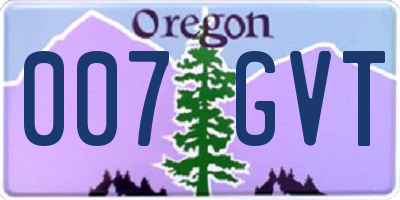 OR license plate 007GVT