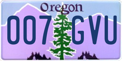 OR license plate 007GVU