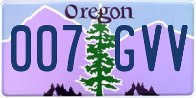 OR license plate 007GVV