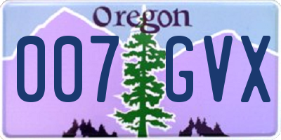 OR license plate 007GVX