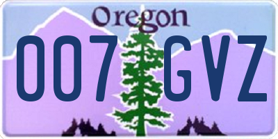 OR license plate 007GVZ