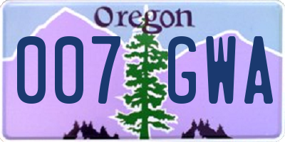 OR license plate 007GWA