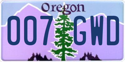 OR license plate 007GWD