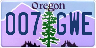 OR license plate 007GWE