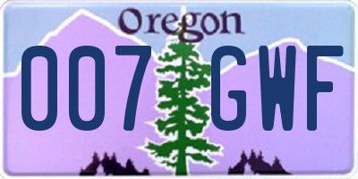 OR license plate 007GWF