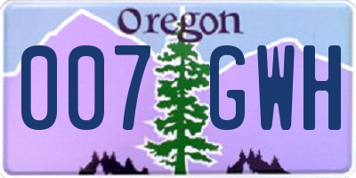 OR license plate 007GWH