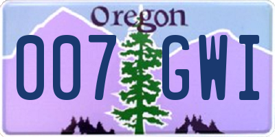 OR license plate 007GWI