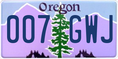 OR license plate 007GWJ