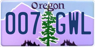 OR license plate 007GWL