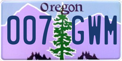 OR license plate 007GWM