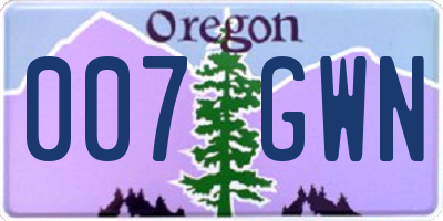 OR license plate 007GWN