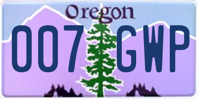 OR license plate 007GWP