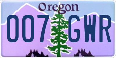 OR license plate 007GWR