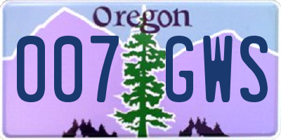 OR license plate 007GWS