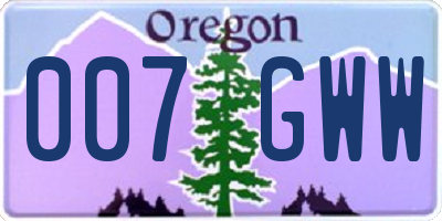 OR license plate 007GWW