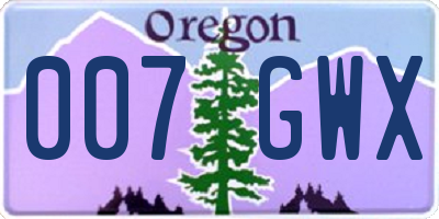 OR license plate 007GWX