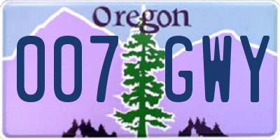 OR license plate 007GWY