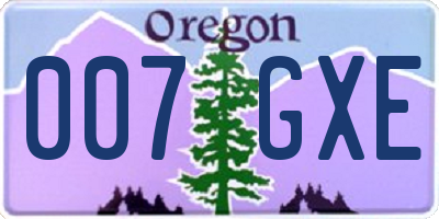 OR license plate 007GXE