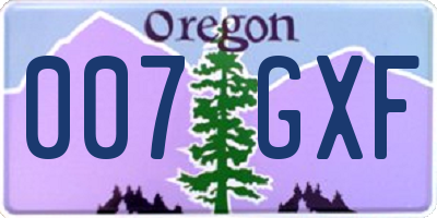 OR license plate 007GXF