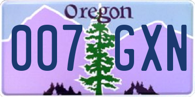 OR license plate 007GXN