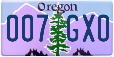 OR license plate 007GXO