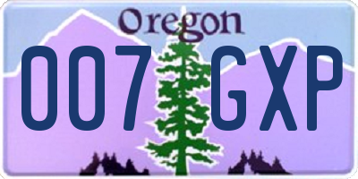 OR license plate 007GXP