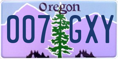 OR license plate 007GXY