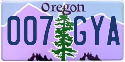 OR license plate 007GYA