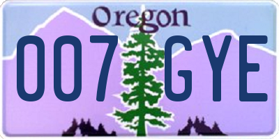 OR license plate 007GYE
