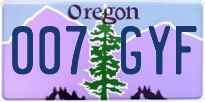 OR license plate 007GYF