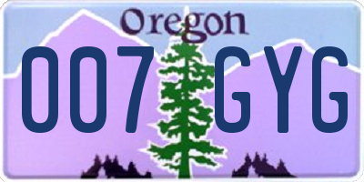 OR license plate 007GYG