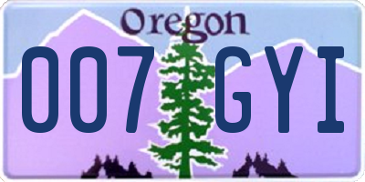 OR license plate 007GYI