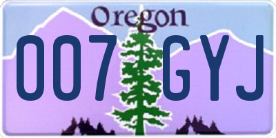 OR license plate 007GYJ
